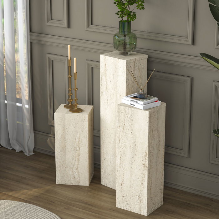 Hanah Home Juego de Mesas Auxiliares Travertino Hanah Home Juego de Mesas Auxiliares Travertino